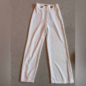 Zara High Waisted White Wide-Leg Trousers